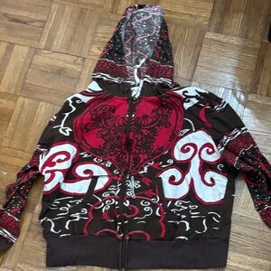 Brown and Red Graphic Hoodie